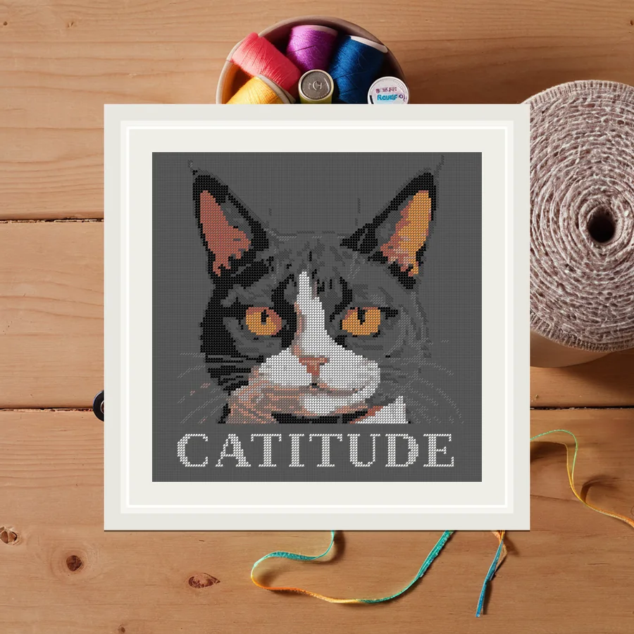Catitude cross stitch pattern