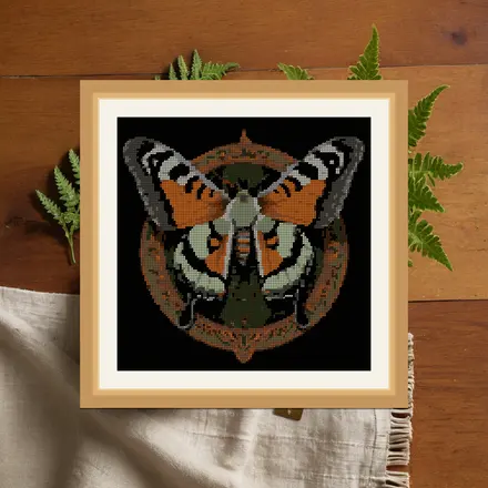 Cecropia Moth cross stitch pattern