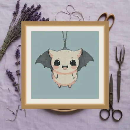 Chubby Bat cross stitch pattern