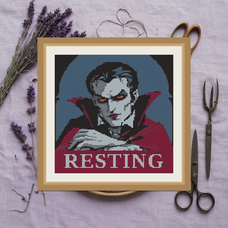 Resting cross stitch pattern