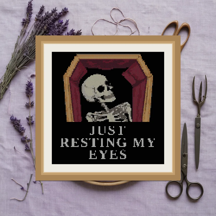 Just Resting My Eyes cross stitch pattern
