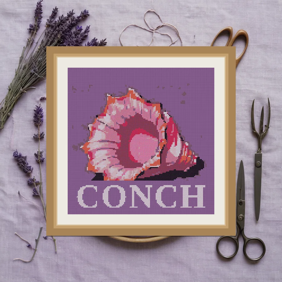 Conch cross stitch pattern