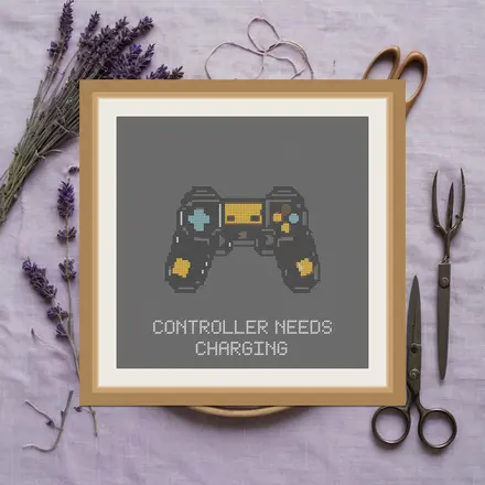 Controller Needs Charging cross stitch pattern
