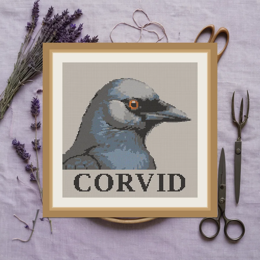 Corvid cross stitch pattern