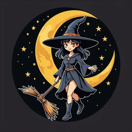 Crescent Witch cross stitch pattern