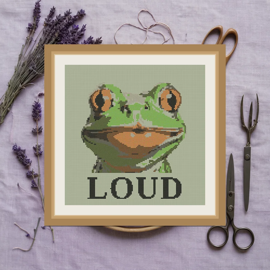 Croak cross stitch pattern