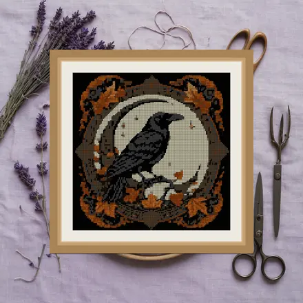 Crow And Crescent cross stitch pattern