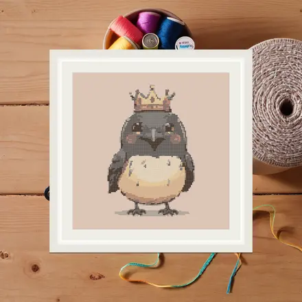 Crow And Crown cross stitch pattern
