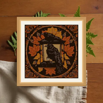Crow And Lantern cross stitch pattern