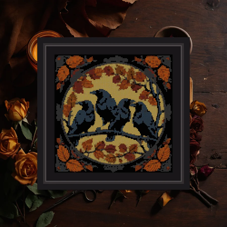 Crow Murder cross stitch pattern