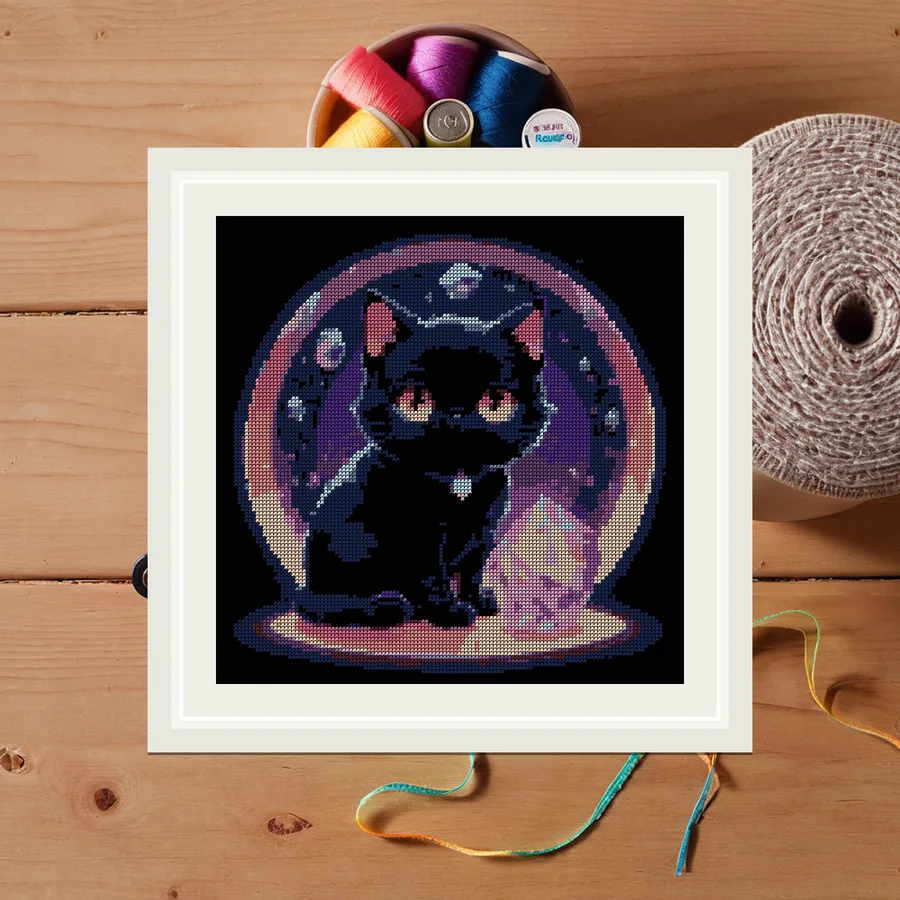 Crystal Cat cross stitch pattern