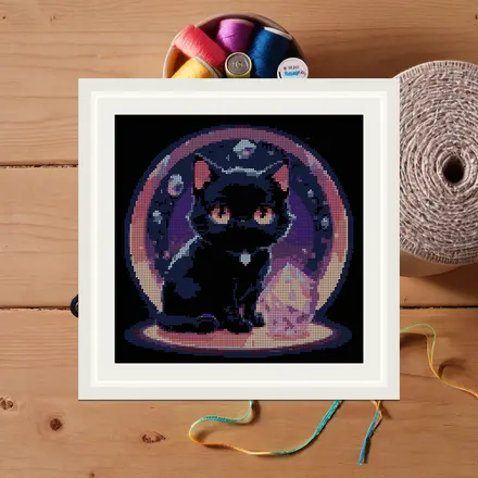 Crystal Cat cross stitch pattern