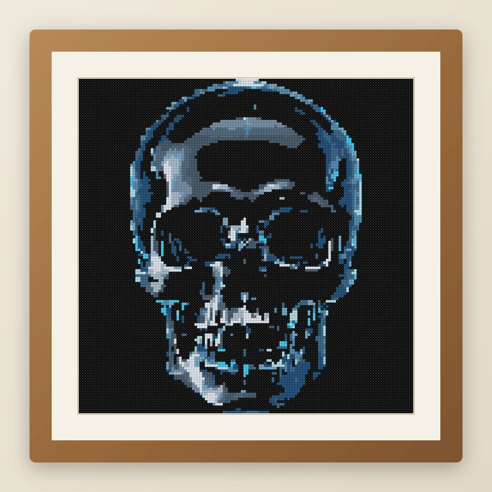 Crystal Clarity cross stitch pattern, example of a finished piece