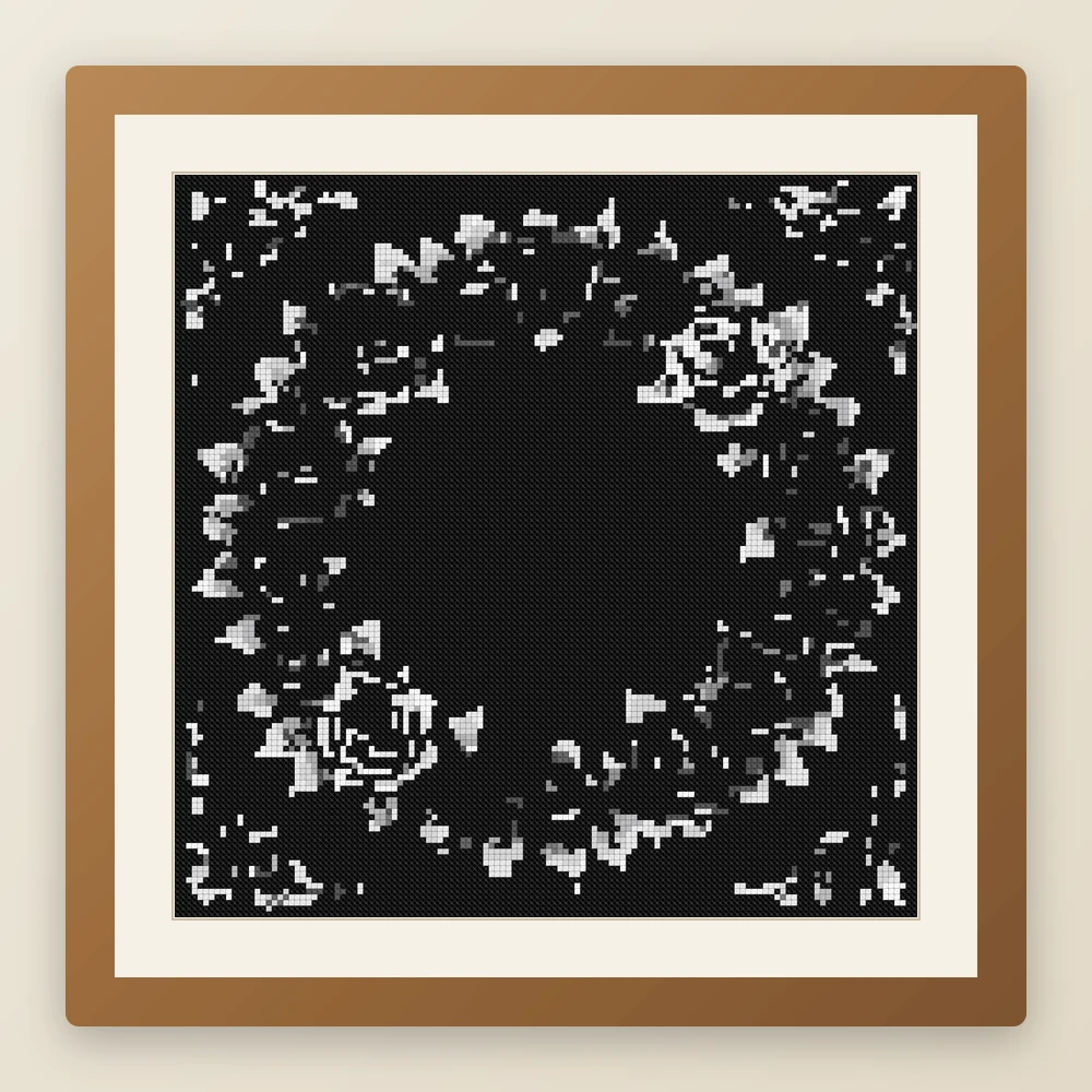 Dark Thorn Crown cross stitch pattern, example of a finished piece