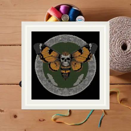 Deaths Head Hawkmoth cross stitch pattern