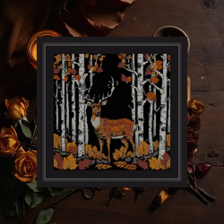 Deer And Birch cross stitch pattern