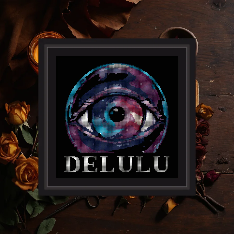 Delulu cross stitch pattern