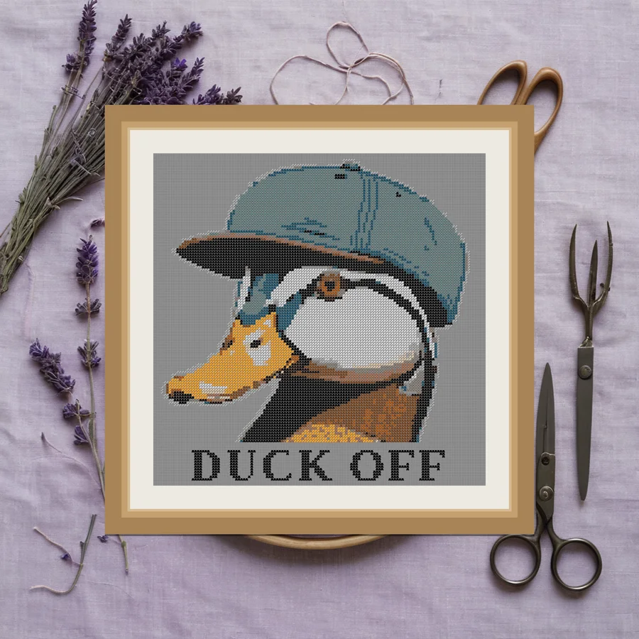 Duck Off cross stitch pattern
