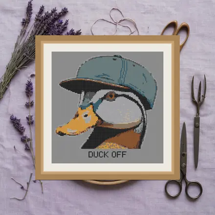 Duck Off cross stitch pattern