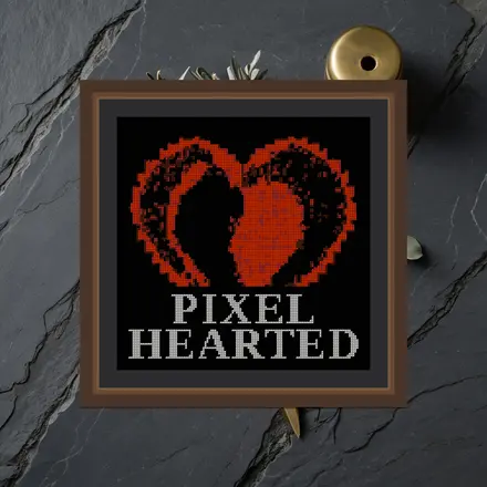 Pixel Hearted cross stitch pattern