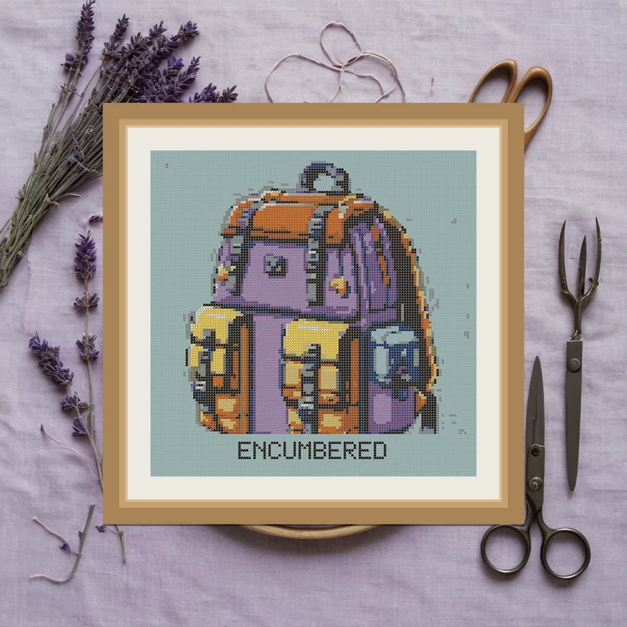 Encumbered cross stitch pattern