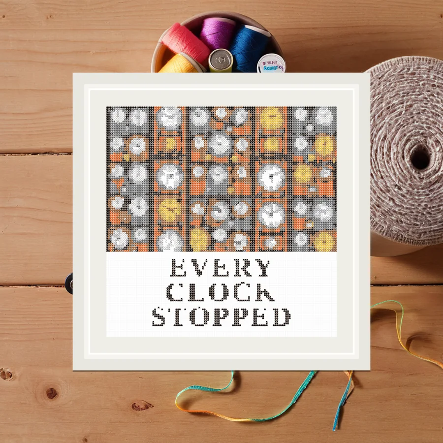 Every Clock Stopped cross stitch pattern