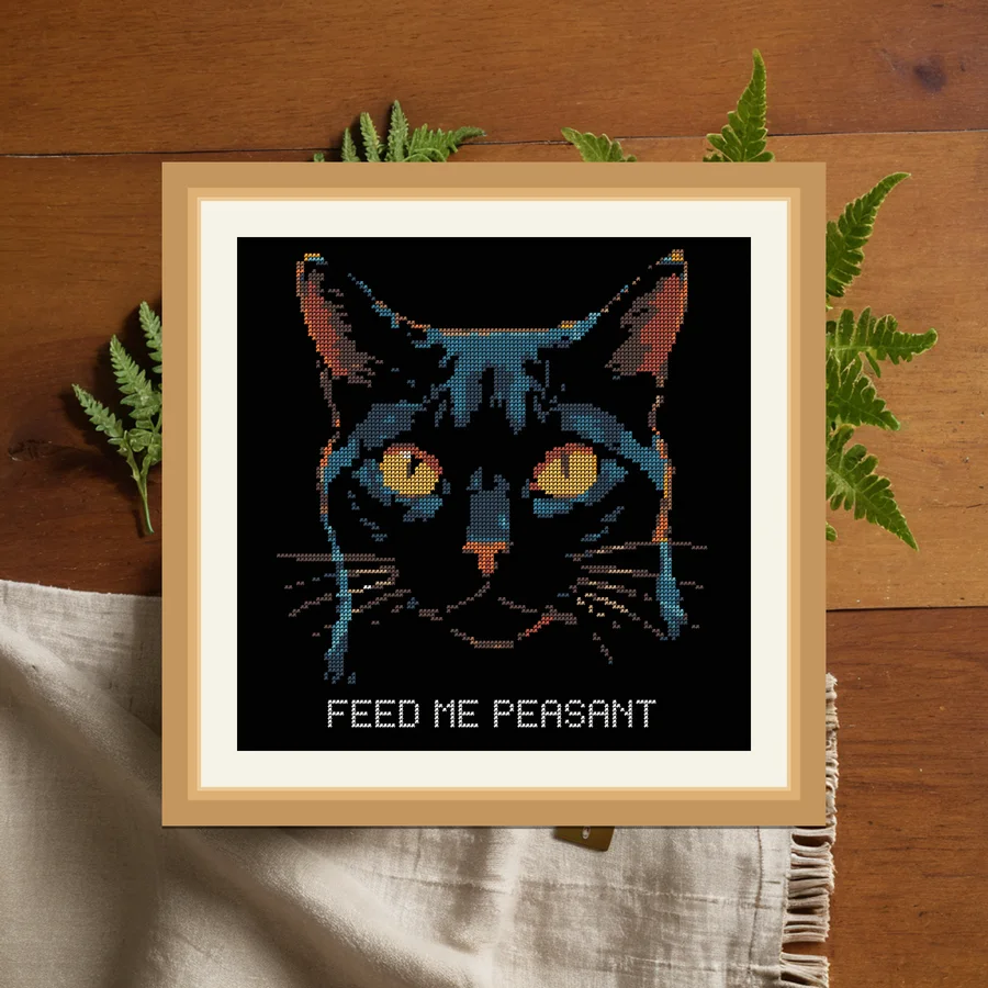 Feed Me Peasant cross stitch pattern