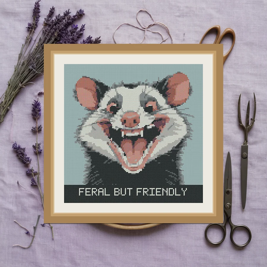 Feral But Friendly cross stitch pattern