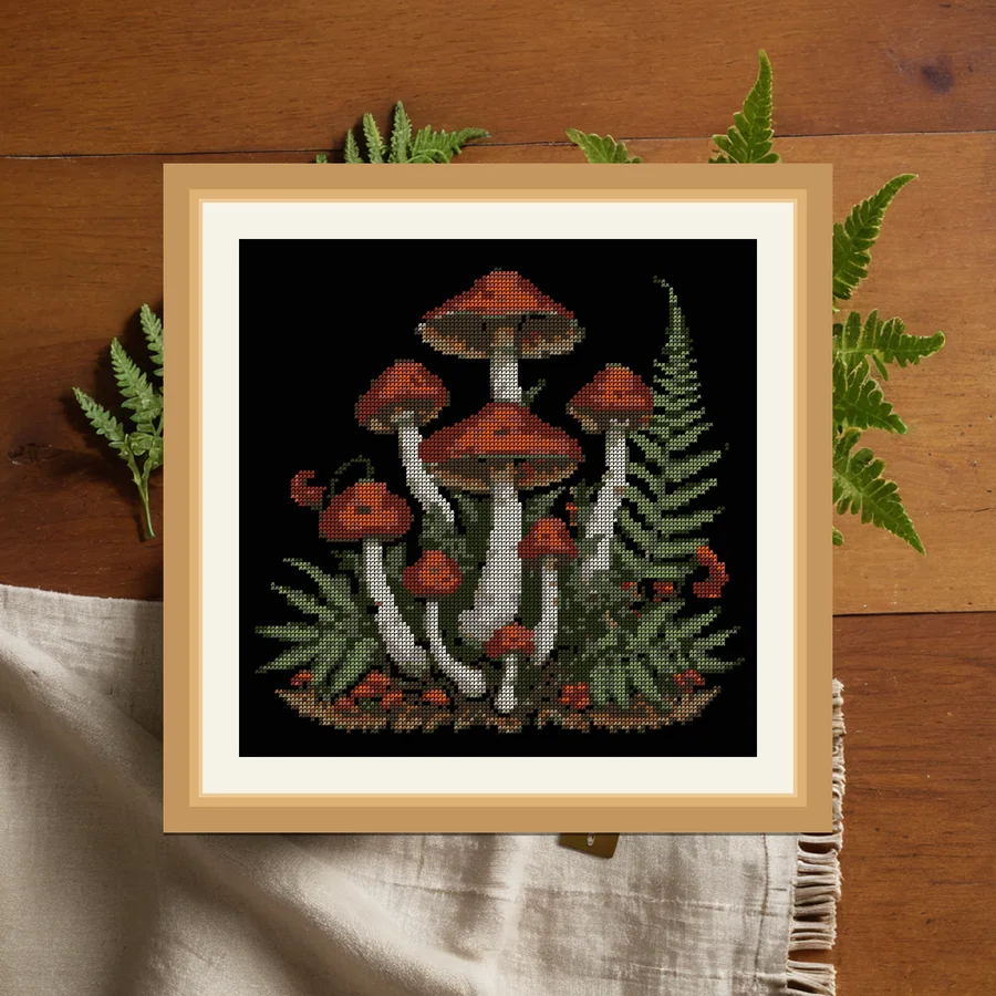 Fern And Fungi cross stitch pattern