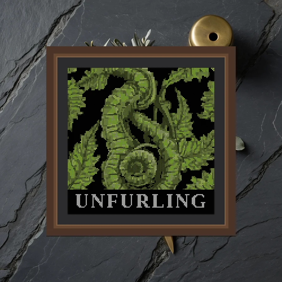 Unfurling cross stitch pattern