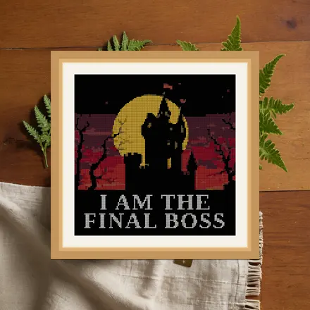 I Am The Final Boss cross stitch pattern