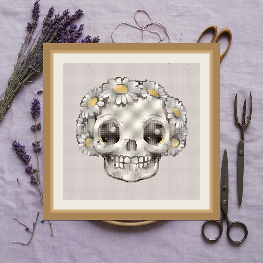 Flower Skull cross stitch pattern