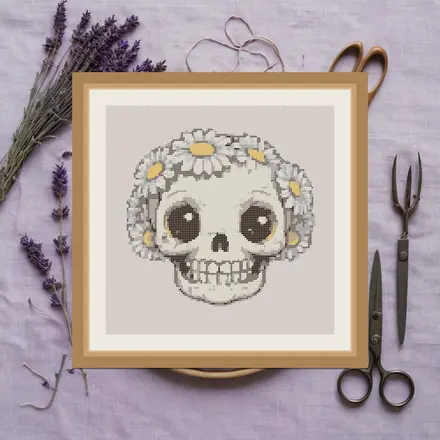 Flower Skull cross stitch pattern