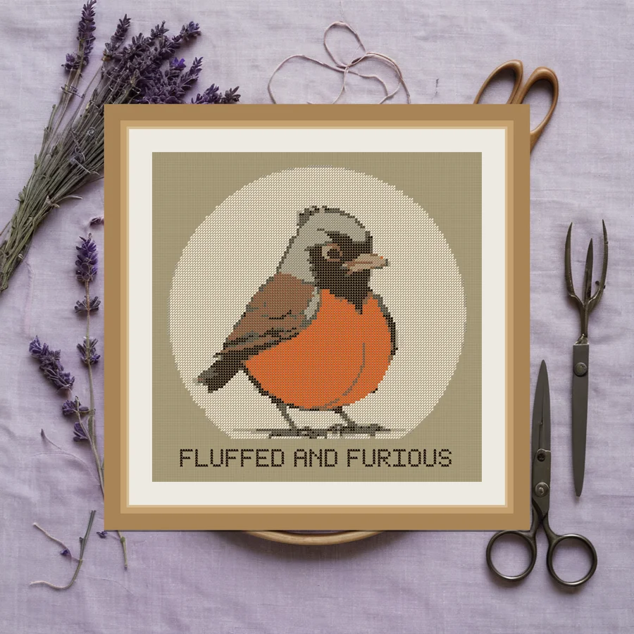 Fluffed And Furious cross stitch pattern
