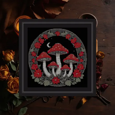 Fly Agaric Cluster cross stitch pattern