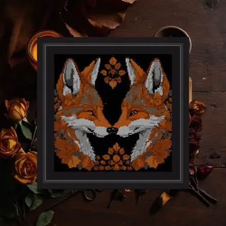 Fox Pair Mirrored cross stitch pattern