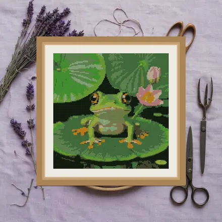 Frog And Lily cross stitch pattern