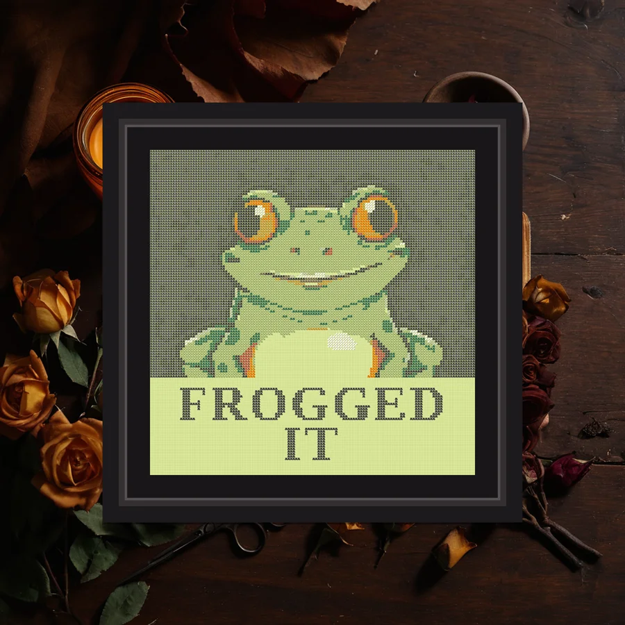 Frogged It cross stitch pattern