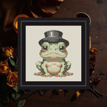 Frog In A Hat cross stitch pattern