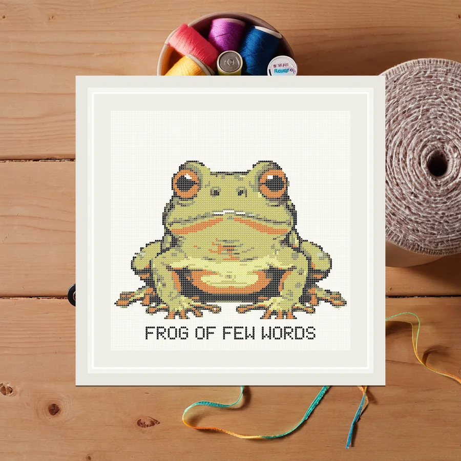 Frog Of Few Words cross stitch pattern