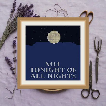 Not Tonight Of All Nights cross stitch pattern