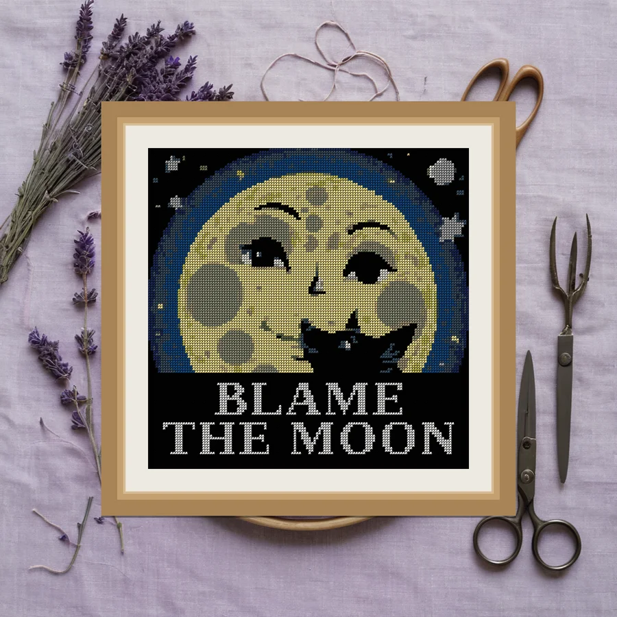 Blame The Moon cross stitch pattern