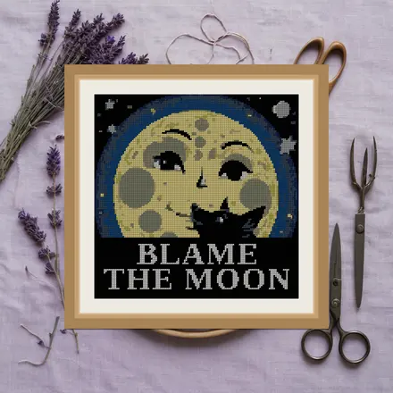 Blame The Moon cross stitch pattern