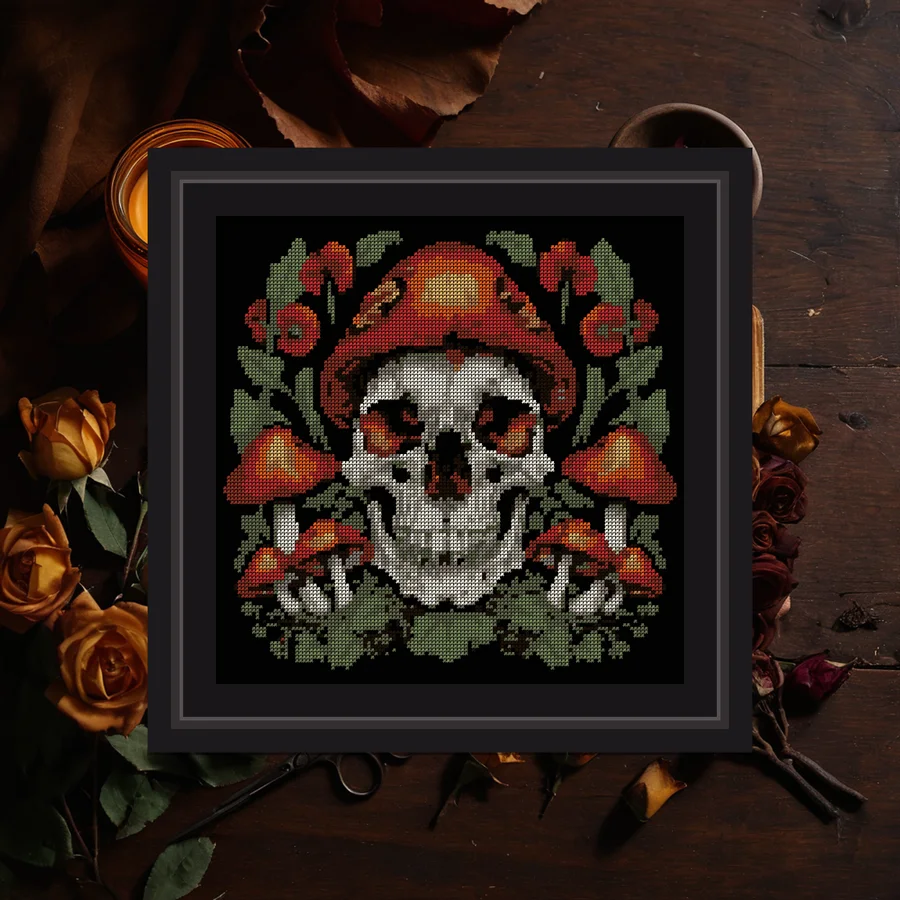 Fungus And Skull cross stitch pattern