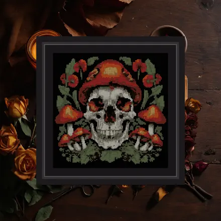 Fungus And Skull cross stitch pattern