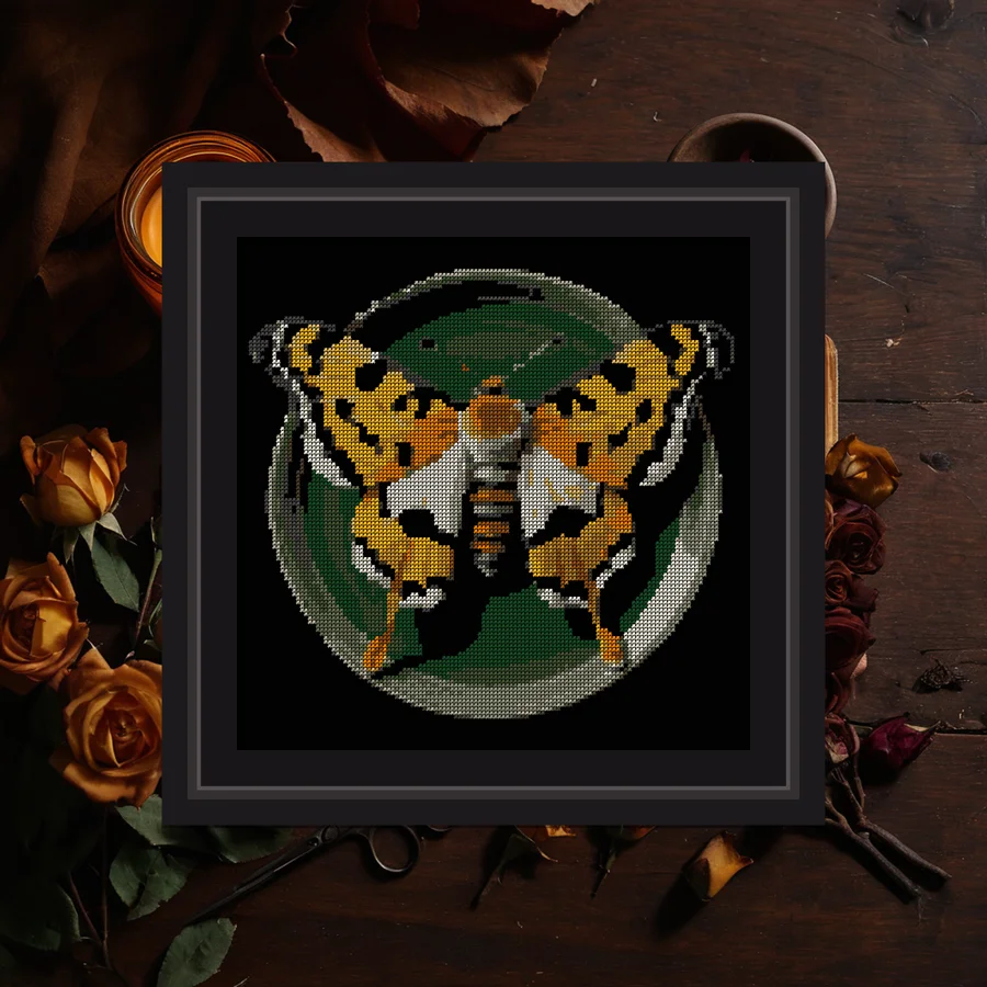 Garden Tiger Moth cross stitch pattern