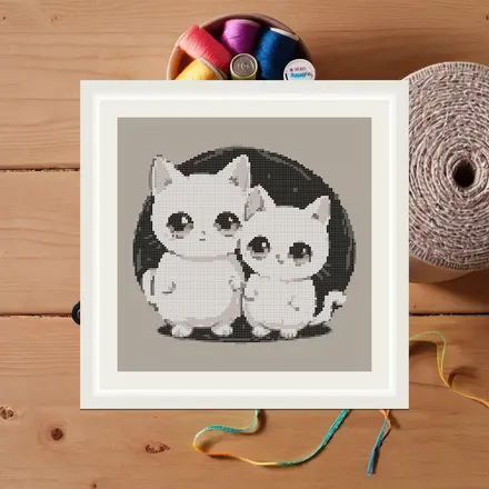 Ghost Cat Pair cross stitch pattern