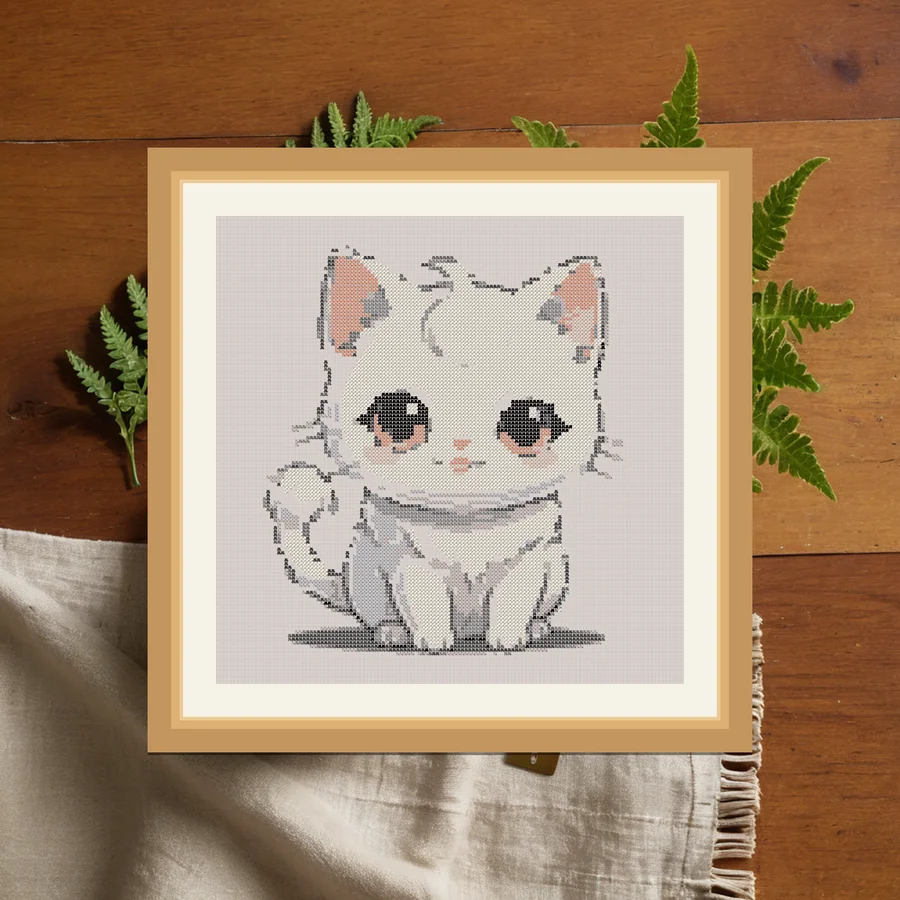 Ghost Kitty cross stitch pattern