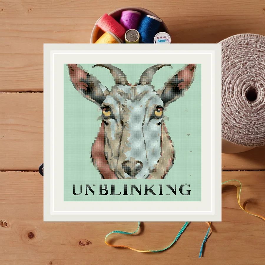 Unblinking cross stitch pattern