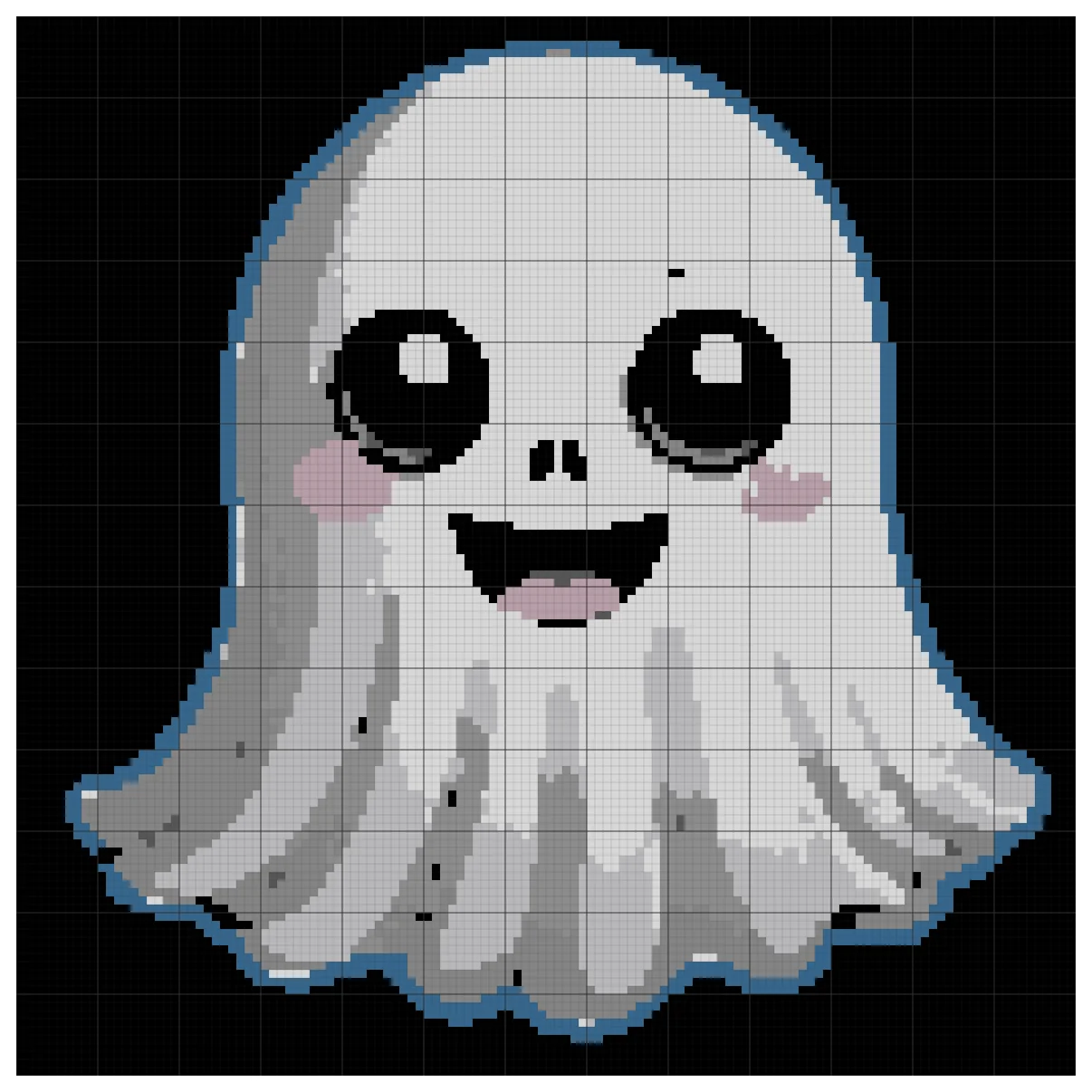 The full Gothic Ghostlet cross stitch chart, 130 by 130 stitches